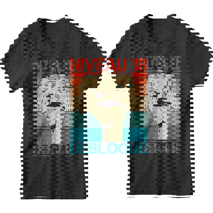 Niveau 18 Debloqué 18 Ans 18 Niveau Gamer Anniversaire Youth T-shirt