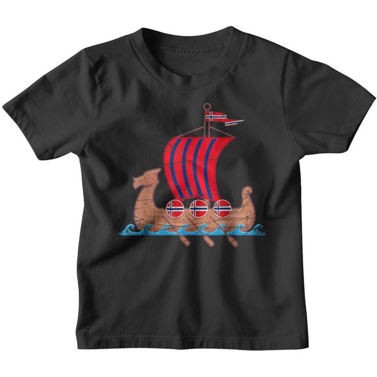 Norwegian Flagiking Ship Norway Kinder Tshirt