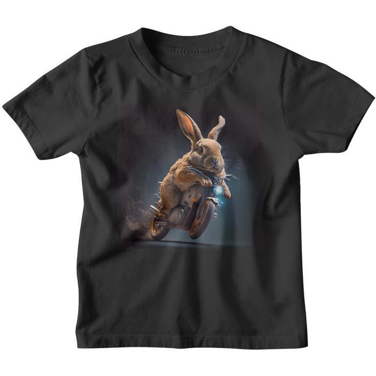 Rabbit Fahrt Motorcycle Easter Bunny Biker Bike Kinder Tshirt