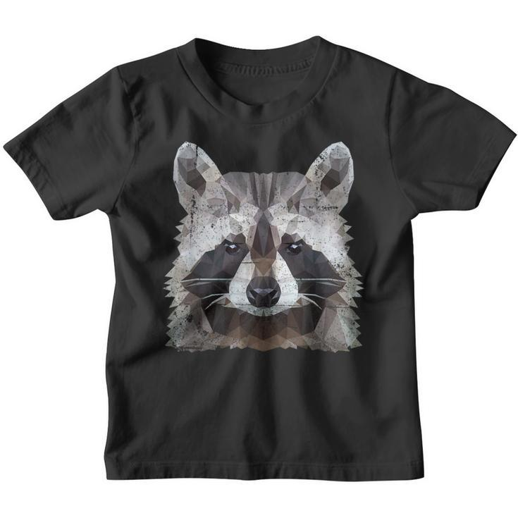 Raccoon Vintage Polygon Raccoon Kinder Tshirt