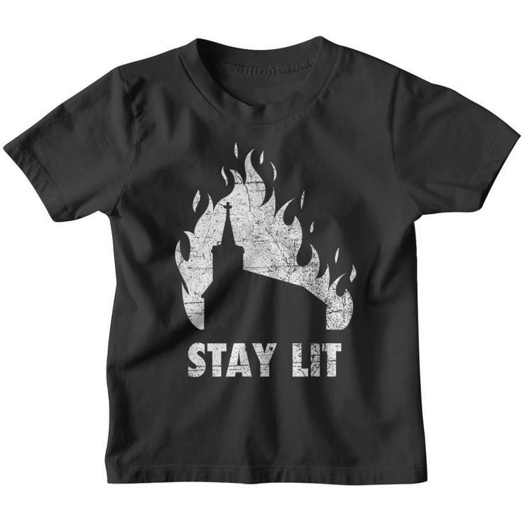 Stay Lit Burning Church Witchcraft Okult Grunge Satanic Kinder Tshirt