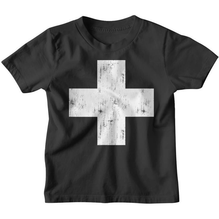 Swiss Vintage Cross Flag Switzerland Kinder Tshirt