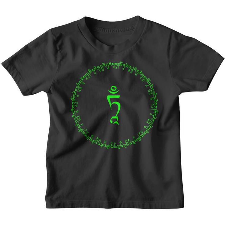 Tara Buddha Om Tare Tuttare Ture Soha Mantra Tibetisch Grün Kinder Tshirt