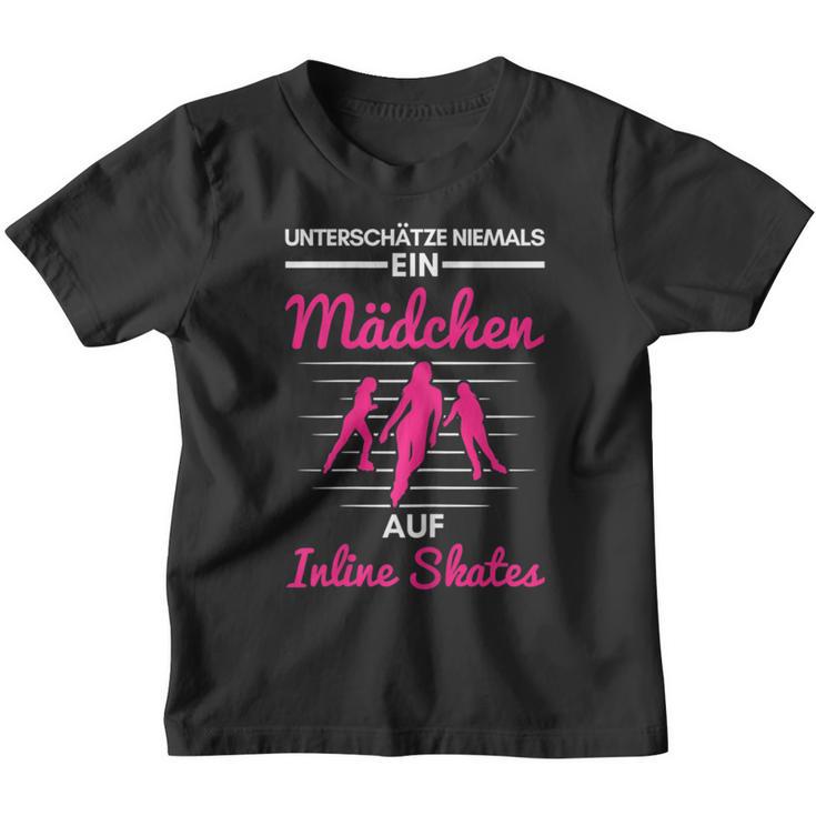 Underschätze Nie Mädchen Auf Inline Skates Inline Skating Kinder Tshirt