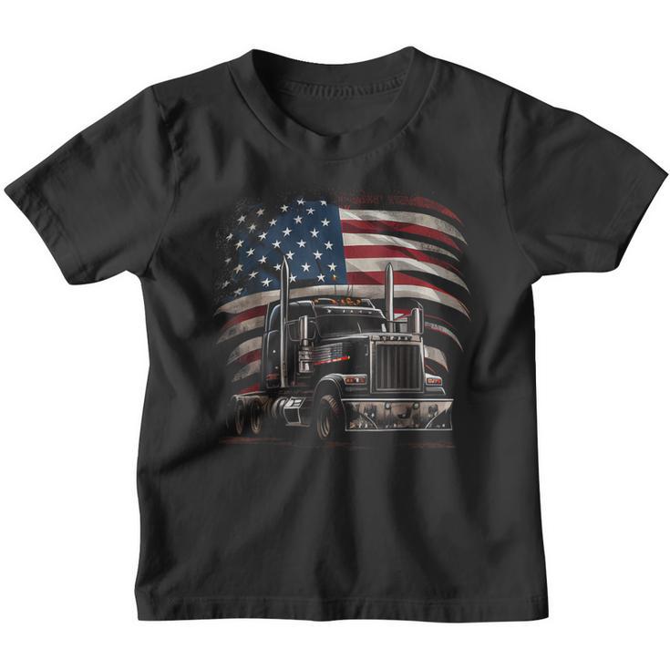 Us American Flag Trucker Truck Driver Kinder Tshirt