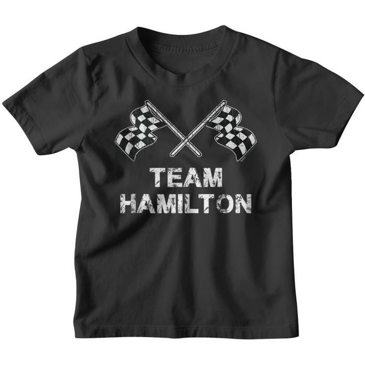 Vintage Team Hamilton Family Name Checkered Flag Racing Youth T-shirt