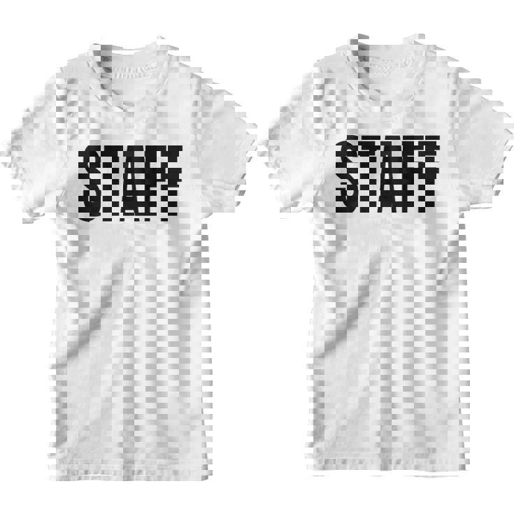 Staff Atrás Negro Texto Uniforme Para Adultos Blanco Camiseta niño
