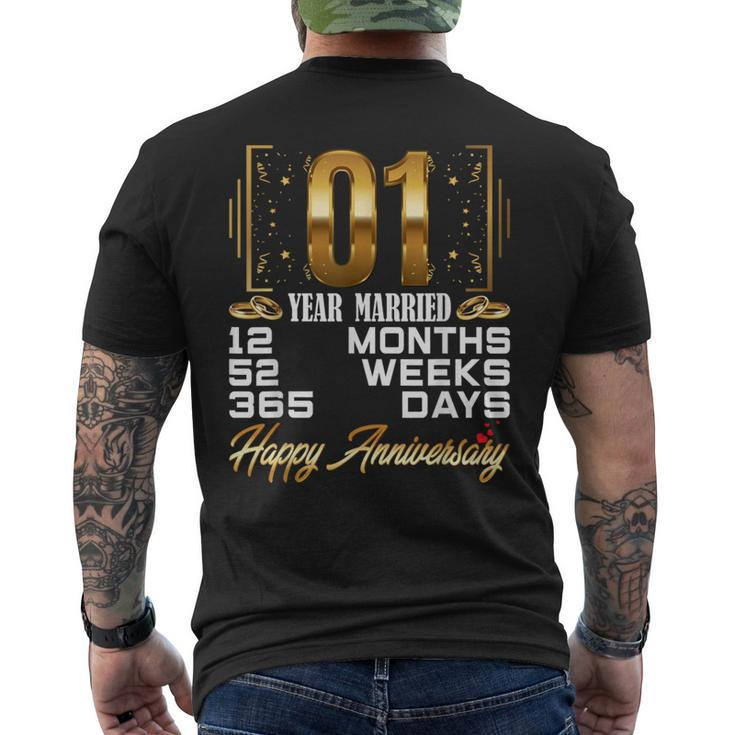 1 Year Of Married 1St Wedding Anniversary Men's T-shirt Back Print