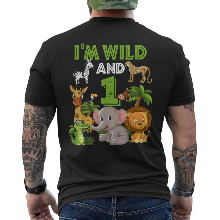 1 Year Old Zoo Birthday Safari Jungle Animal 1St Men's T-shirt Back Print