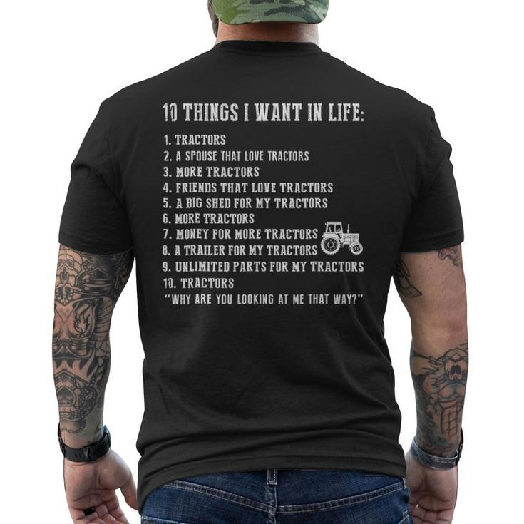 10 Things I Want In Life And All That Is Tractor Men's T-shirt Back Print