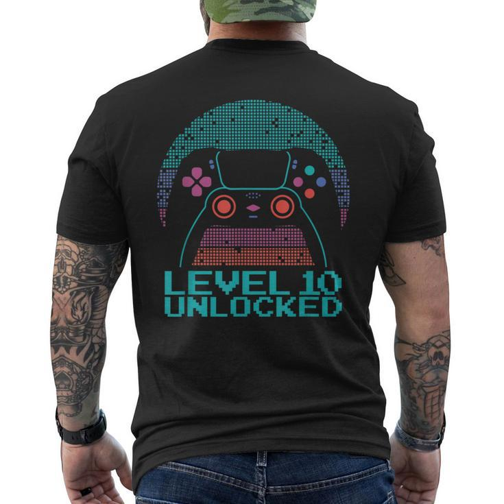 10 Year Old Gamer Gaming 10Th Birthday Level 10 Unlocked Men's T-shirt Back Print