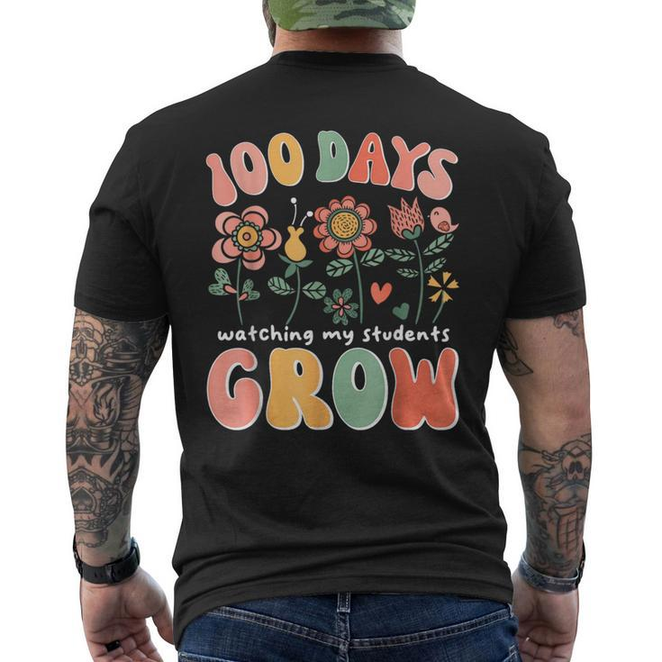 100 Day Watching My Students Grow 100 Days Of School Teacher Men's T-shirt Back Print