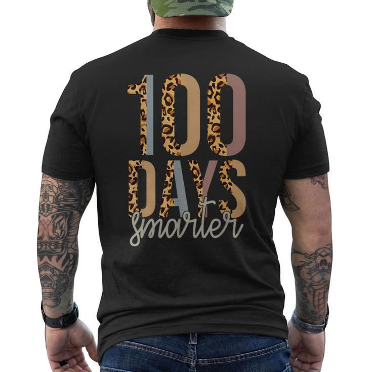 100 Days Smarter Happy 100Th Day Of School Leopard Print Men's T-shirt Back Print