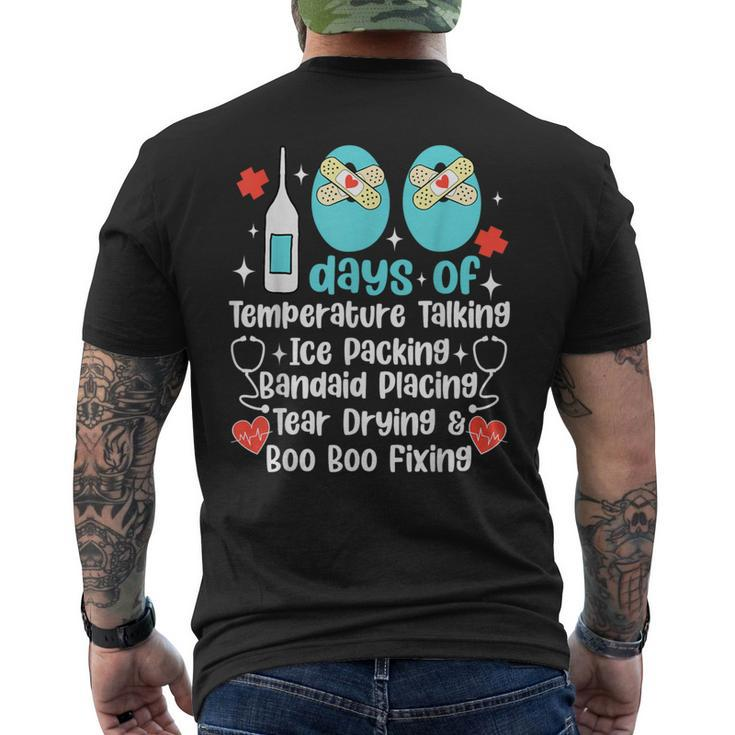 100 Days Of Temperature Taking Happy 100 Day Of School Nurse Men's T-shirt Back Print