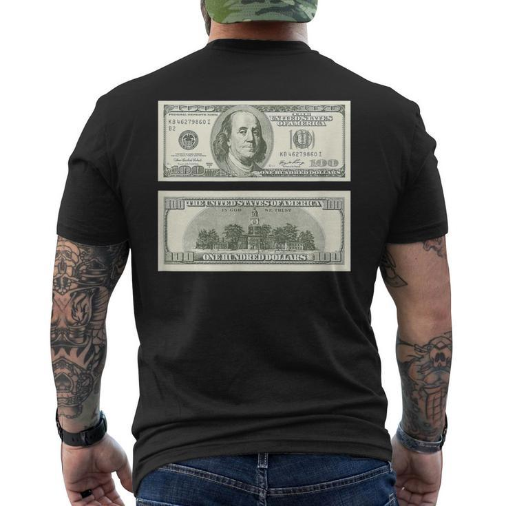 100$ One Hunnid Benjamin Franklin Cash Money Maker Men's T-shirt Back Print