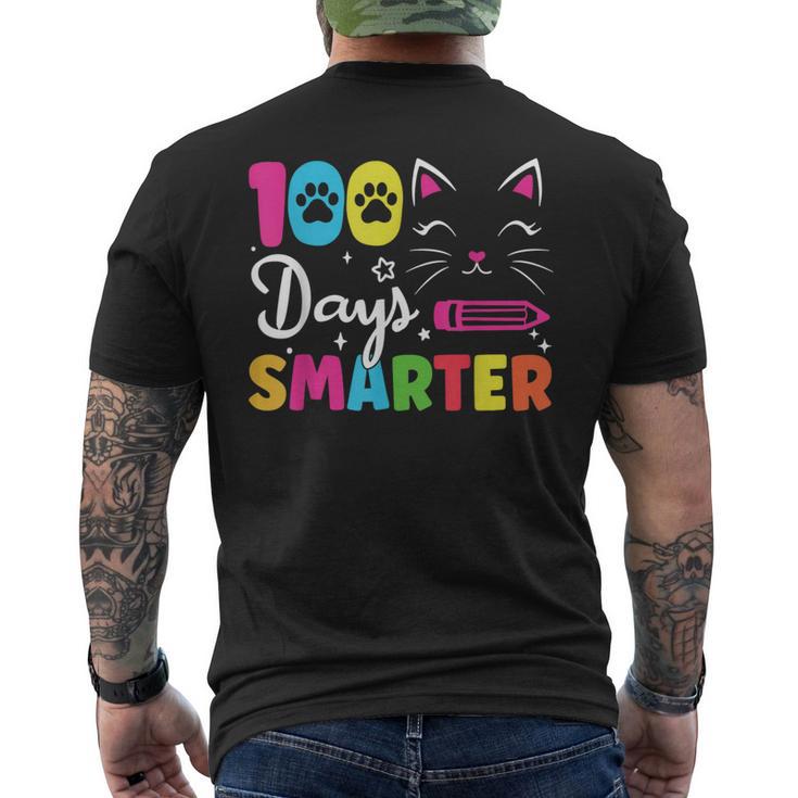 100Th Day Of School Students 100 Days Love Of Cats Smarter Men's T-shirt Back Print