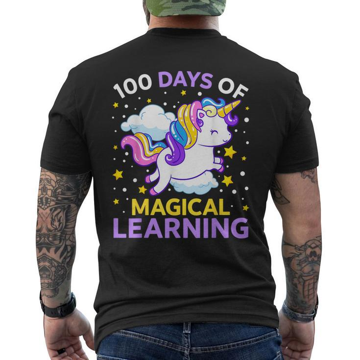 100Th Day Of School Unicorn Girls 100 Days Of Kindergarten Men's T-shirt Back Print