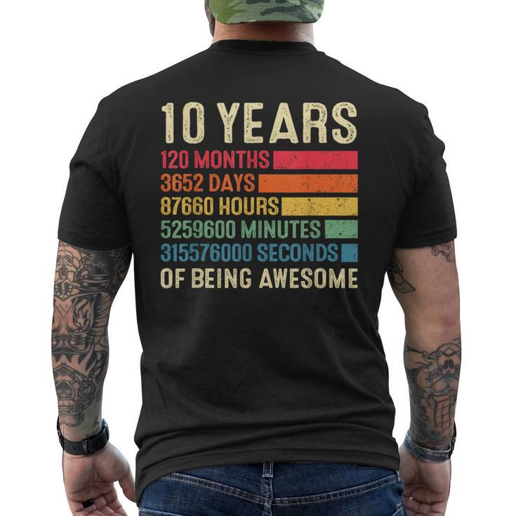 10Th Birthday 10 Years 120 Months Of Being Awesome Vintage Men's T-shirt Back Print