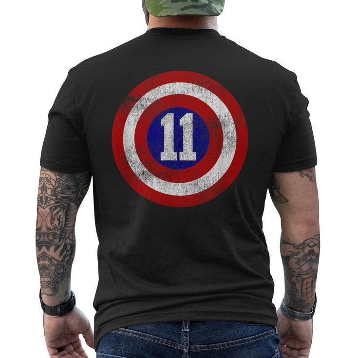11 Year Old 11Th Birthday Party Distressed Captain Sheild Men's T-shirt Back Print