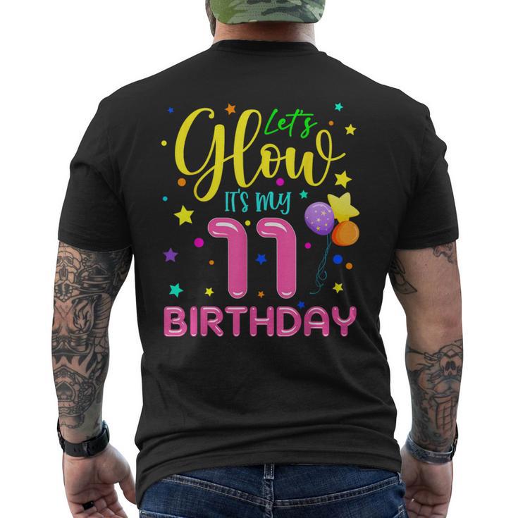 11Th B-Day Let's Glow It's My 11 Year Old Birthday Matching Men's T-shirt Back Print