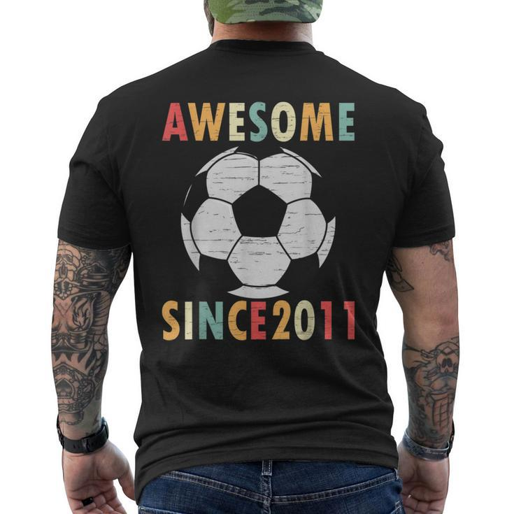 11Th Birthday Soccer Lover 11 Years Old Vintage Retro Men's T-shirt Back Print