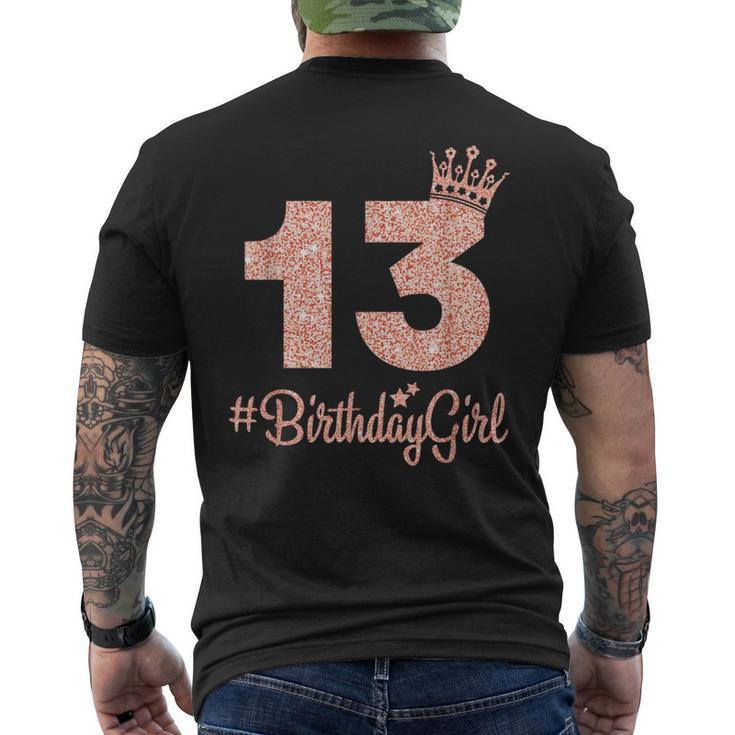 13 Birthdaygirl Sweet Thirn 13Th Pink Crown For Girl Men's T-shirt Back Print