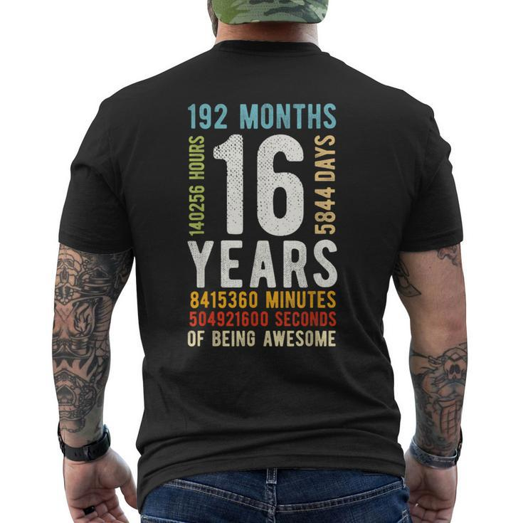 16Th Birthday 16 Years Old Vintage Retro 192 Months Men's T-shirt Back Print