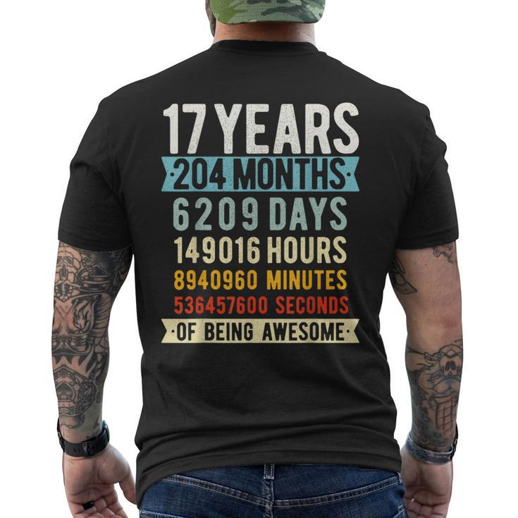 17Th Birthday 17 Years Old Vintage Retro 204 Months Men's T-shirt Back Print