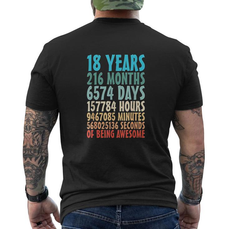 18 Years Of Being Awesome 18 Yr Old 18Th Birthday Countdown Mens Back Print T-shirt