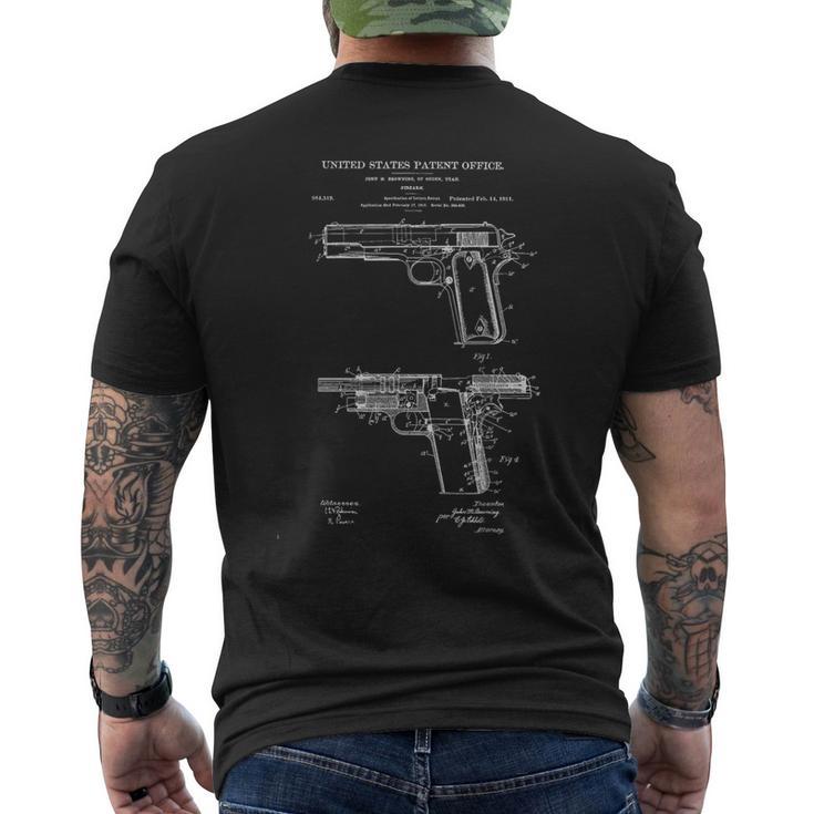 1911 Retro Vintage Handgun Diagram Blueprint Pistol 45Acp Men's T-shirt Back Print