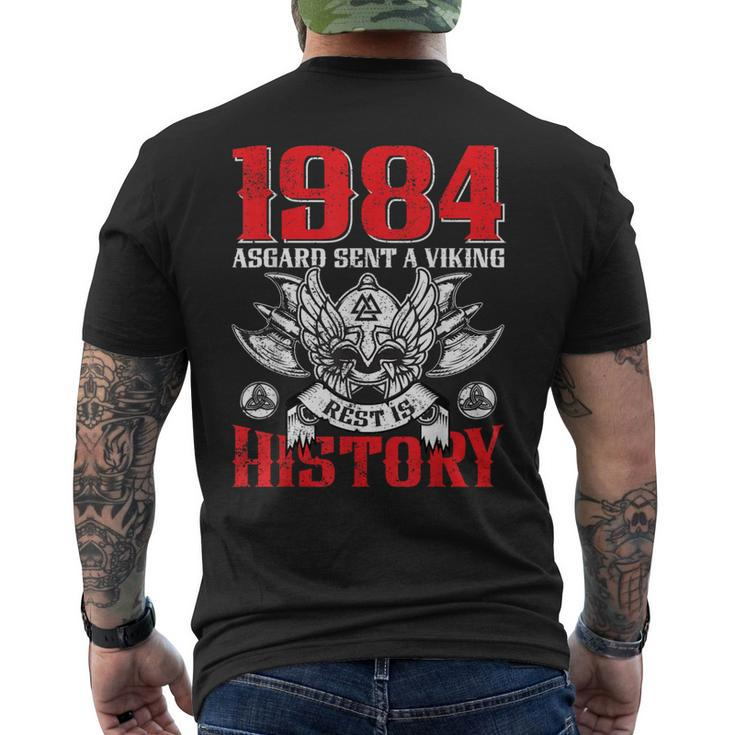 1984 Asgard Sent A Viking Wikinger 40 Geburtstag T-Shirt mit Rückendruck