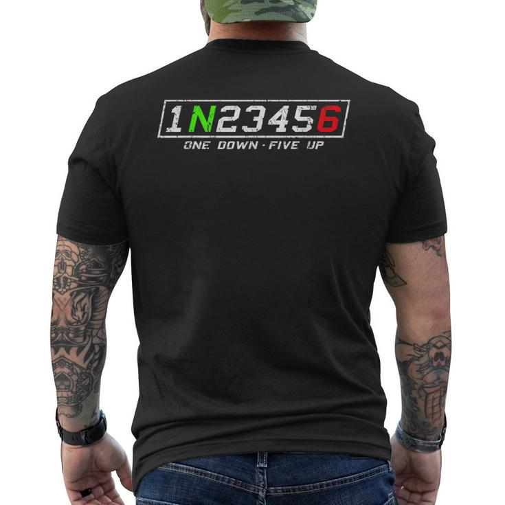 1N23456 Motorcycle Gear Shift Pattern For Biker Motorcyclist Men's T-shirt Back Print