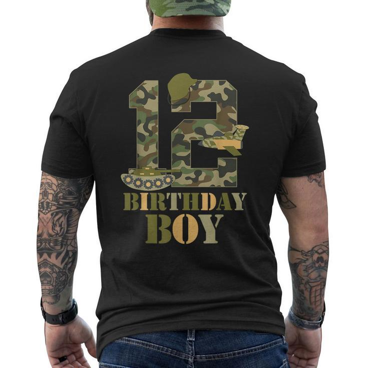 1Th Birthday Military Themed Camo Boys 12 Years Old Soldier Men's T-shirt Back Print