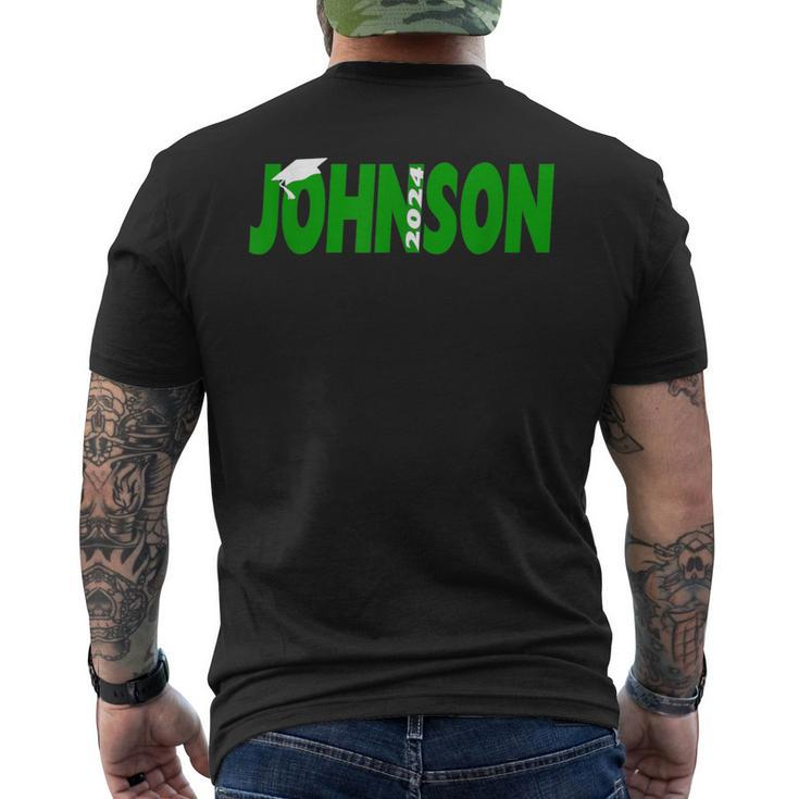 2024 Last Name Team Johnson Family Graduation Green Men's T-shirt Back Print