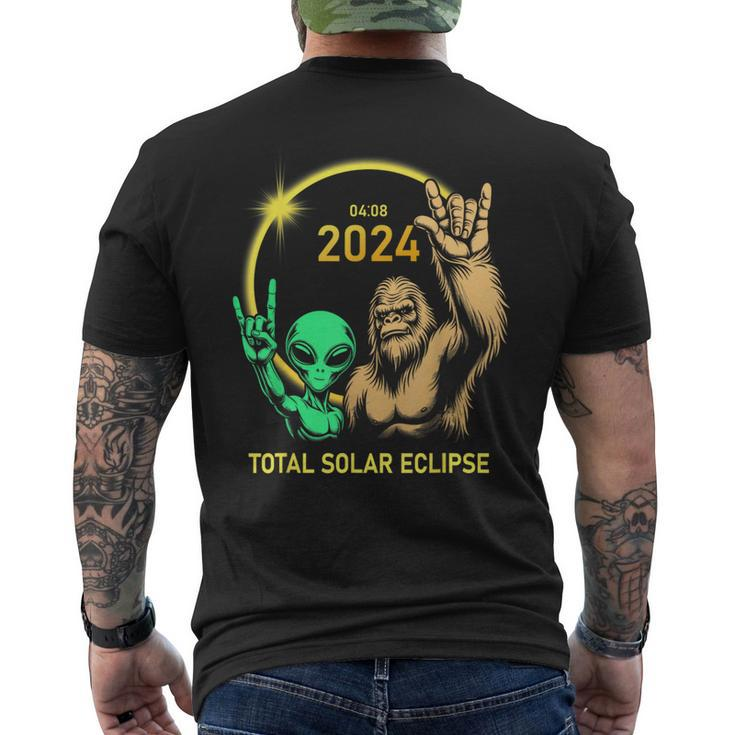 2024 Solar Eclipse Alien Bigfoot Rock April Total Eclipse Men's T-shirt Back Print