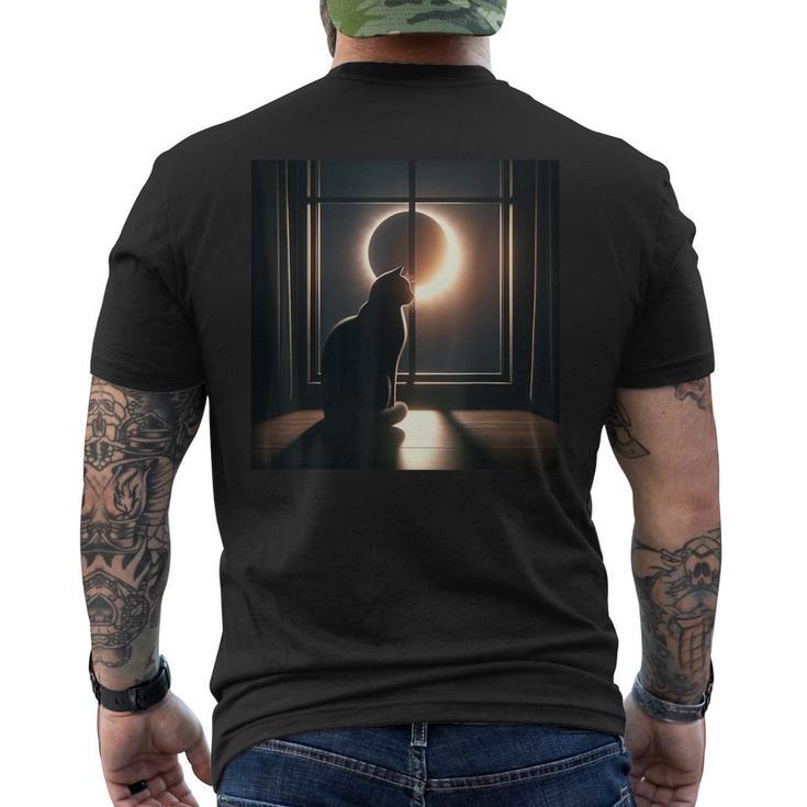 2024 Solar Eclipse Cat Watching Total Solar Eclipse Men's T-shirt Back Print