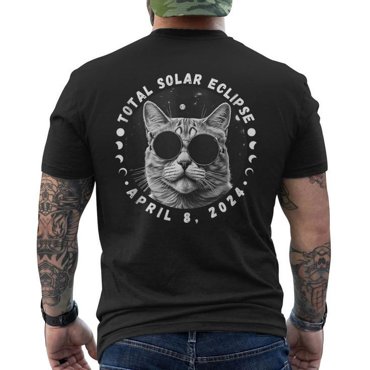 2024 Solar Eclipse Cat Wearing Solar Eclipse Glasses Men's T-shirt Back Print