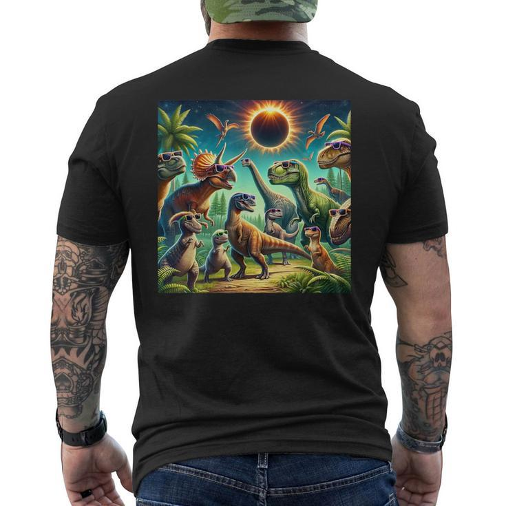 2024 Solar Eclipse Dinosaurs Wearing Glasses Totality Men's T-shirt Back Print