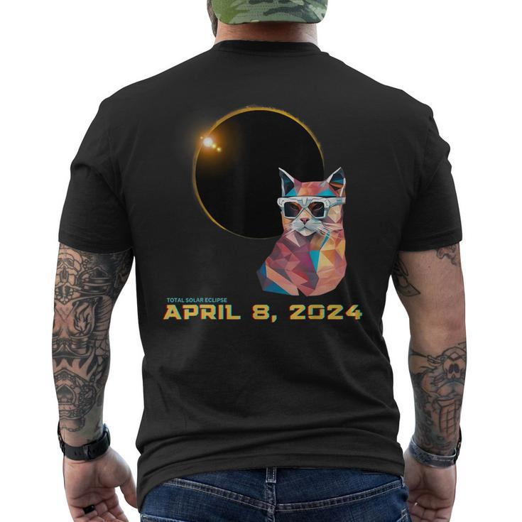 2024 Solar Eclipse Cat Wearing Solar Glasses Eclipse Men's T-shirt Back Print
