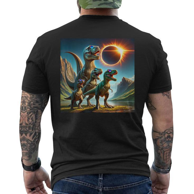 2024 Solar Eclipse T-Rex Family Wearing Glasses Totality Men's T-shirt Back Print