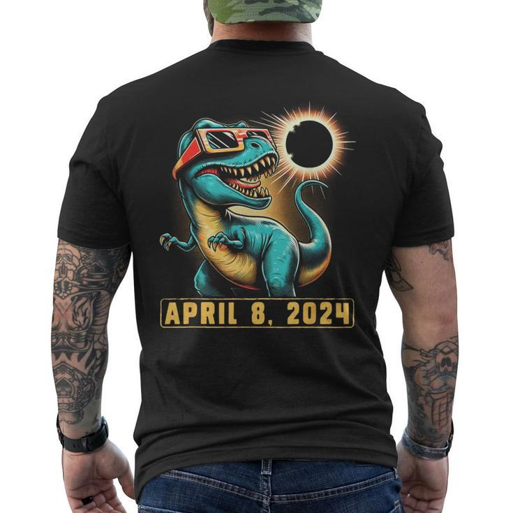 2024 Solar Eclipse T-Rex Wearing Solar Eclipse Glasses Men's T-shirt Back Print