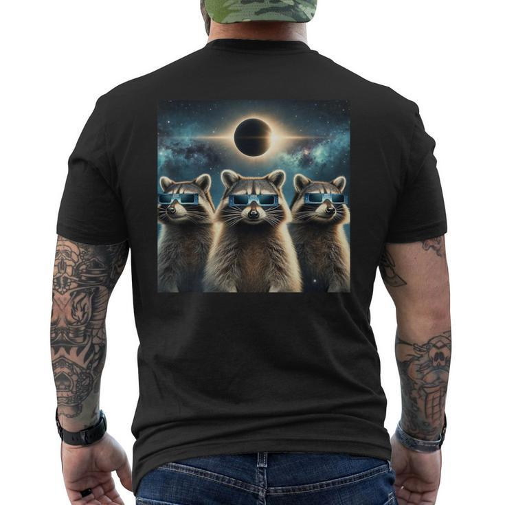 2024 Solar Eclipse Three Raccoons Wearing Glasses Totality Men's T-shirt Back Print