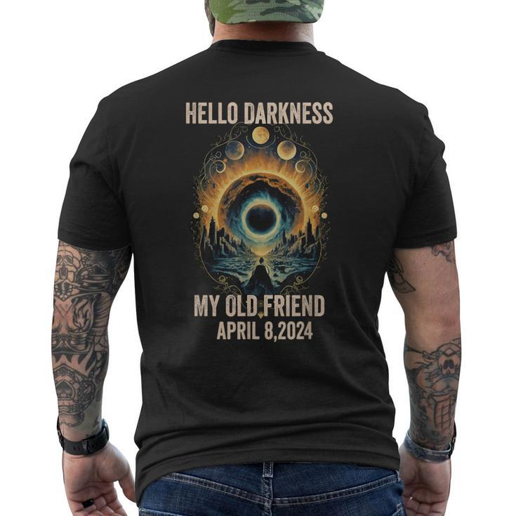2024 Total Solar Eclipse Hello Darkness My Old Ffriend Men's T-shirt Back Print