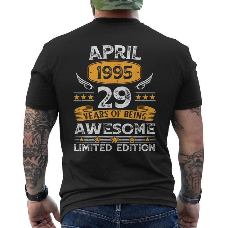 29 Years Old Vintage April 1995 29Th Birthday Mens Men's T-shirt Back Print