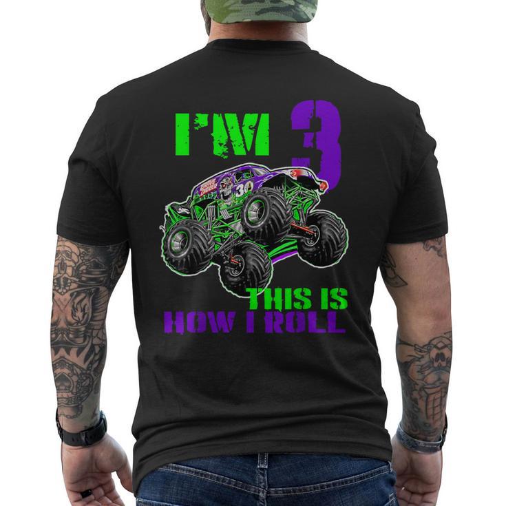 I Am 3 This Is How I Roll Monster Truck 3Rd Birthday Men's T-shirt Back Print