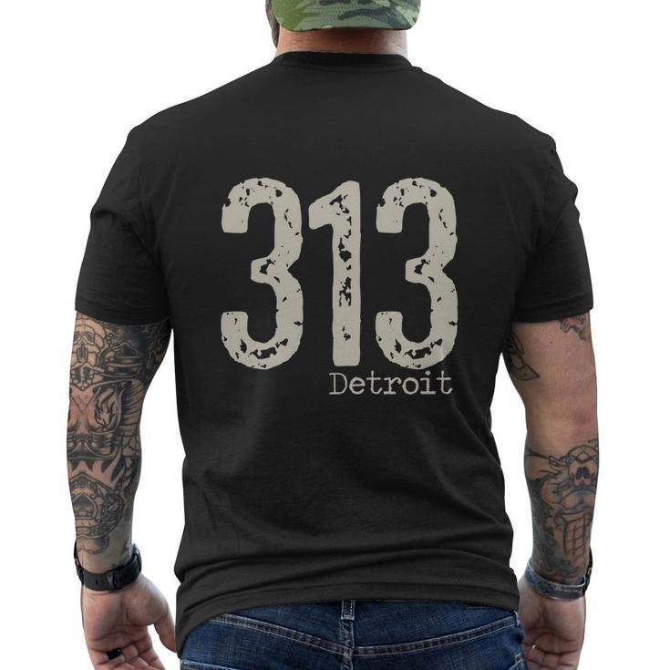 313 Detroit Area Code Mens Back Print T-shirt