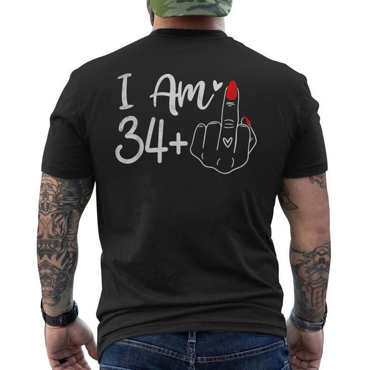 I Am 34 Plus 1 Middle Finger For A 35Th Birthday For Women Men's T-shirt Back Print