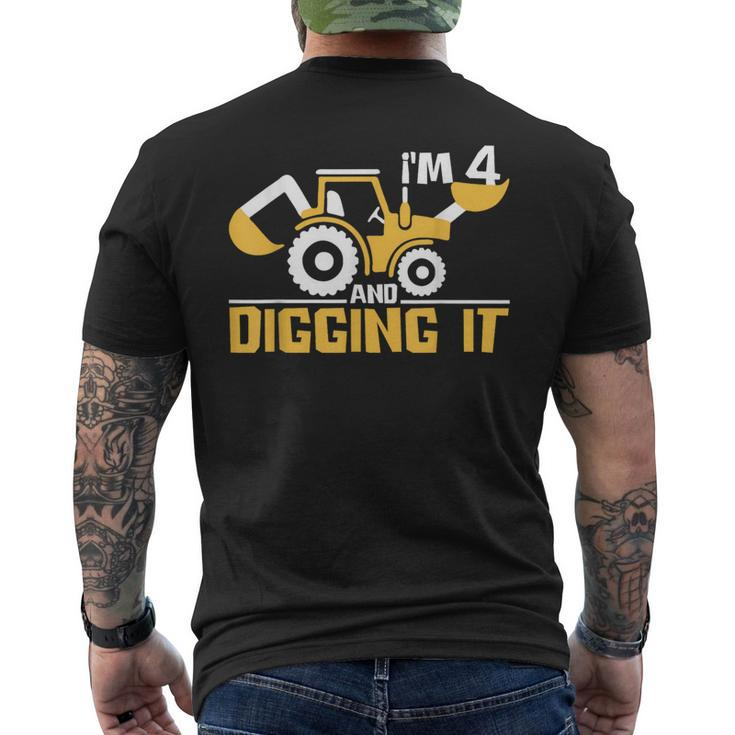 Im 4 And Digging It Boy 4 Year Old 4Th Birthday Construction Men's T-shirt Back Print