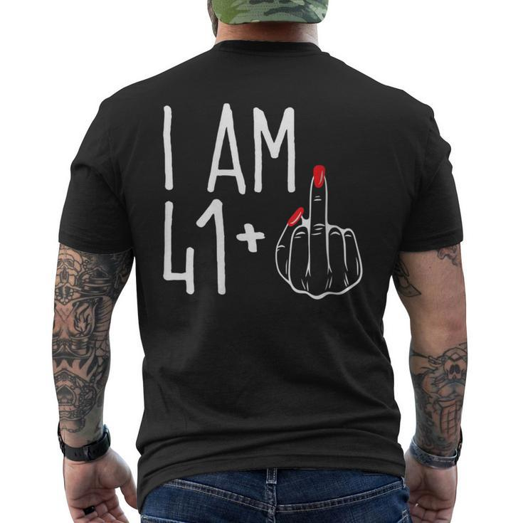 I Am 41 Plus 1 Middle Finger 42Nd Women's Birthday Men's T-shirt Back Print
