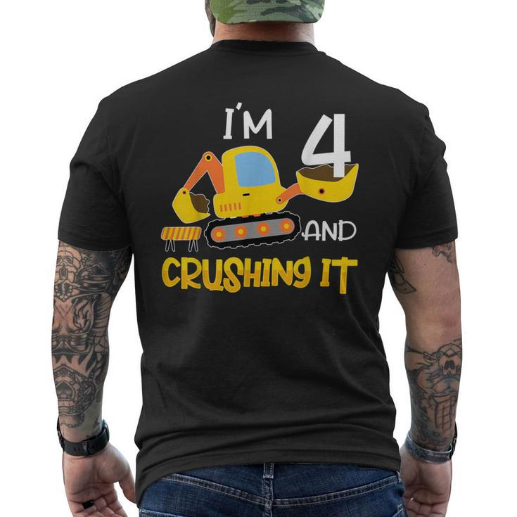 4Th Birthday Four 4Yr Construction Lover 4 Years Old Boy Men's T-shirt Back Print